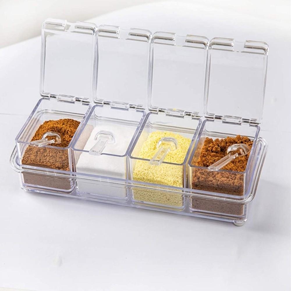 Acrylic Seasoning Jar Set 1.2L Spice Jar Set Stylish Condiment Storage Box For Home Cooks