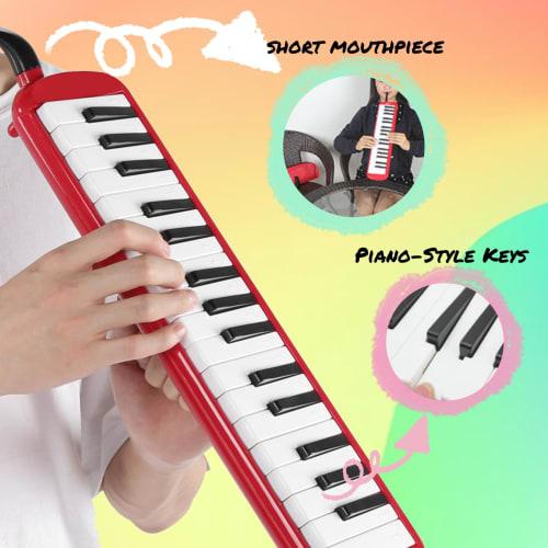 Beginner's Melodica, 32-Key Melodica for Kindergarten (Red)
