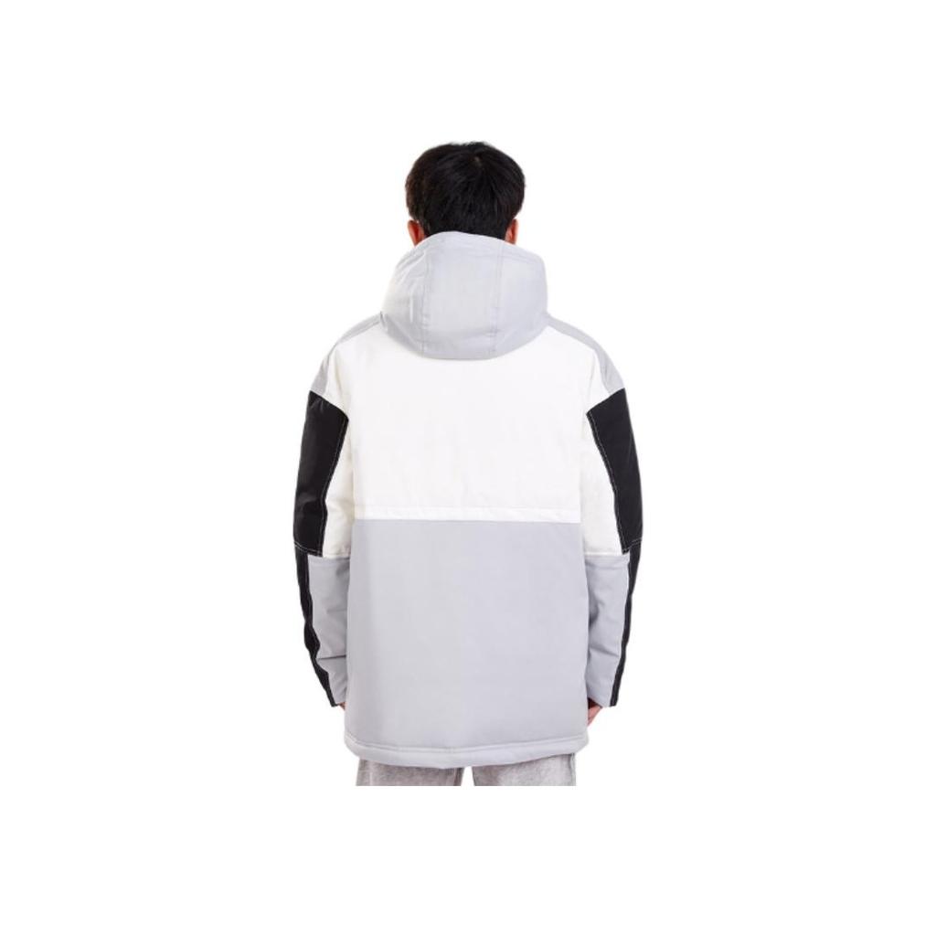 Li Ning Sports Trend Serie Colorblock Splicing Warme Kapuzen-Daunenjacke Herren Jacke Grau AYMT067-1