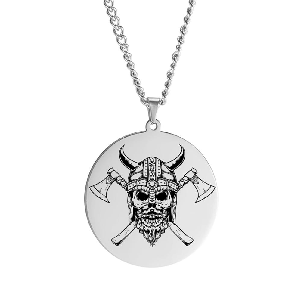 Viking Axe Helmet Pendant Tomahawk Necklace Odin Raven Slavic Amulet Norse Warrior Mythology Stainless Steel Jewelry