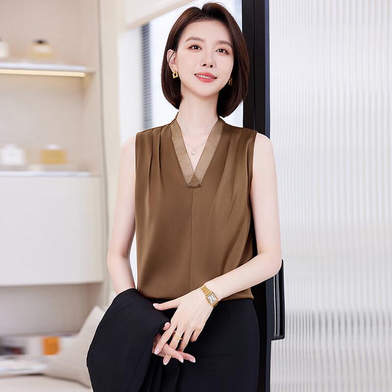 Women's Elegant V-neck Sleeveless Chiffon Blouse