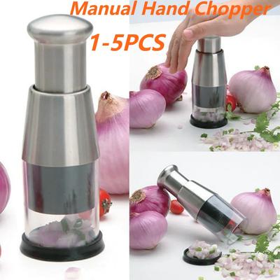 Edelstahl Manuelles Handhackmesser Küchenwerkzeug Gemüsehackmesser Mini Knoblauchmühle für Knoblauch Ingwer Nüsse Lebensmittelzerkleinerer Schneider