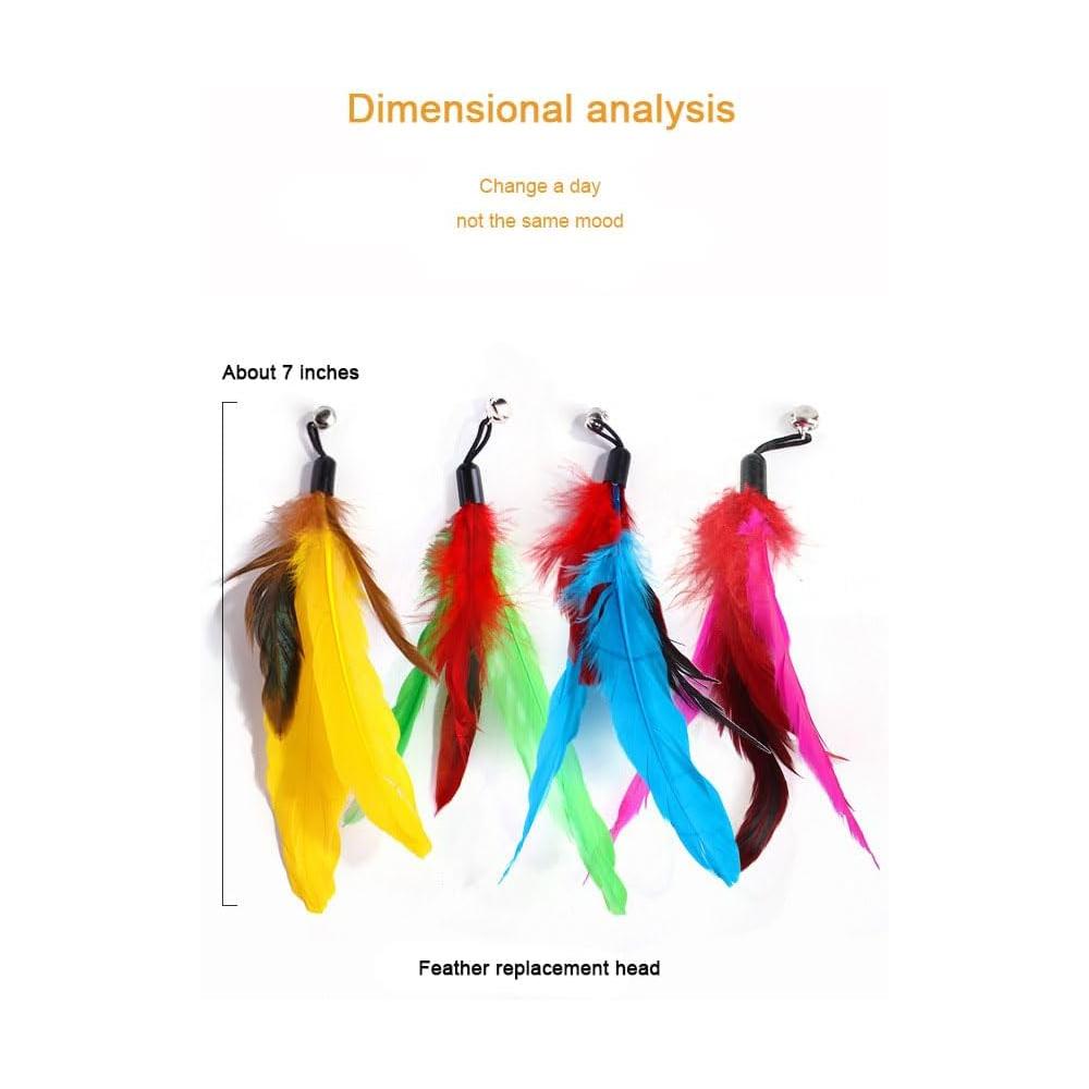 Cat Toys Feather Toy 1Pcs Retractable Cat Wand Toys And 10Pcs Replacement Teaser With Bell Refills Interactive Catcher Teaser