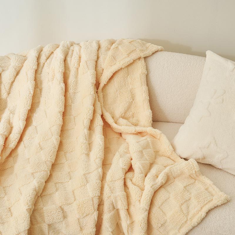 Class A Milk Fleece Blanket Office Nap Blanket Small Blanket Sofa Throw Flannel Waffle Weave Lightweight Air-Conditioning Blanket