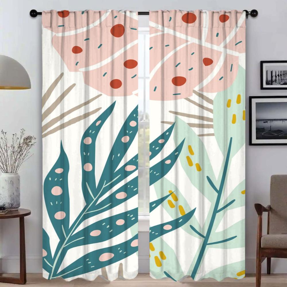 Gardiner för heminredning för vardagsrum Löv- och blomsterskärmar Mörkläggningsgardin Avdelare Tyll för sovrum Halloweendekoration