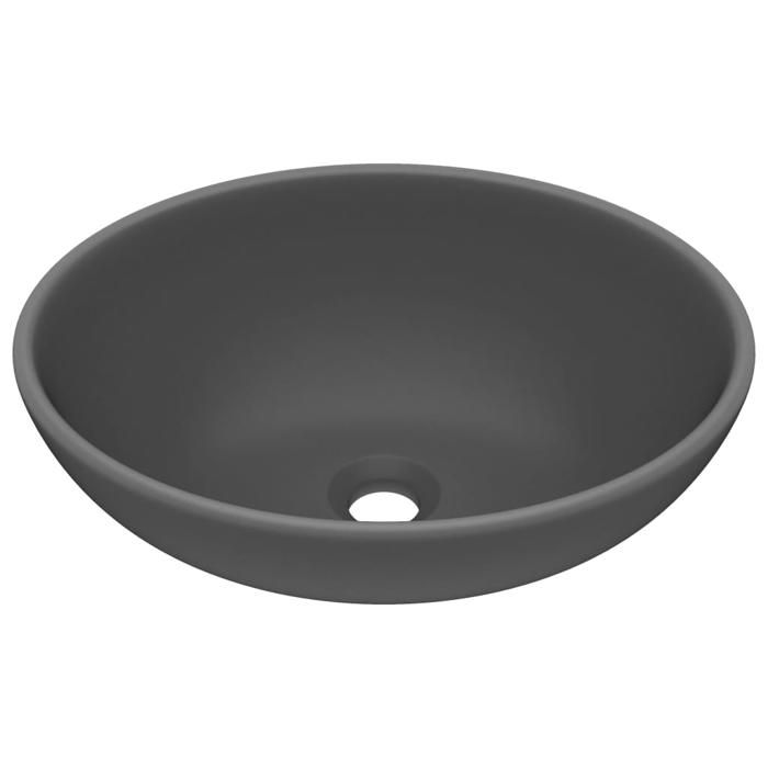 VidaXL Lavabo Ovale de Luxe Vasque à Poser de Toilette Lave-mains de Salle de Bain Cuisine Maison Intérieur Gris Foncé Mat 146928