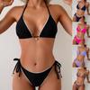 2026 European American Lace Trim Backless Tie-up Bikini