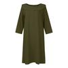 Women's Cotton And Linen Temperament Commuting Long Spliced Round Neck Casual Solid Color Dress