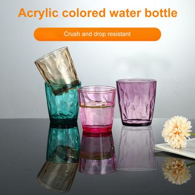 Colorful Translucent Water Cups 310ml Diamond Pattern Tumblers Unbreakable Heat Resistant BPA-Free Stackable Glasses for