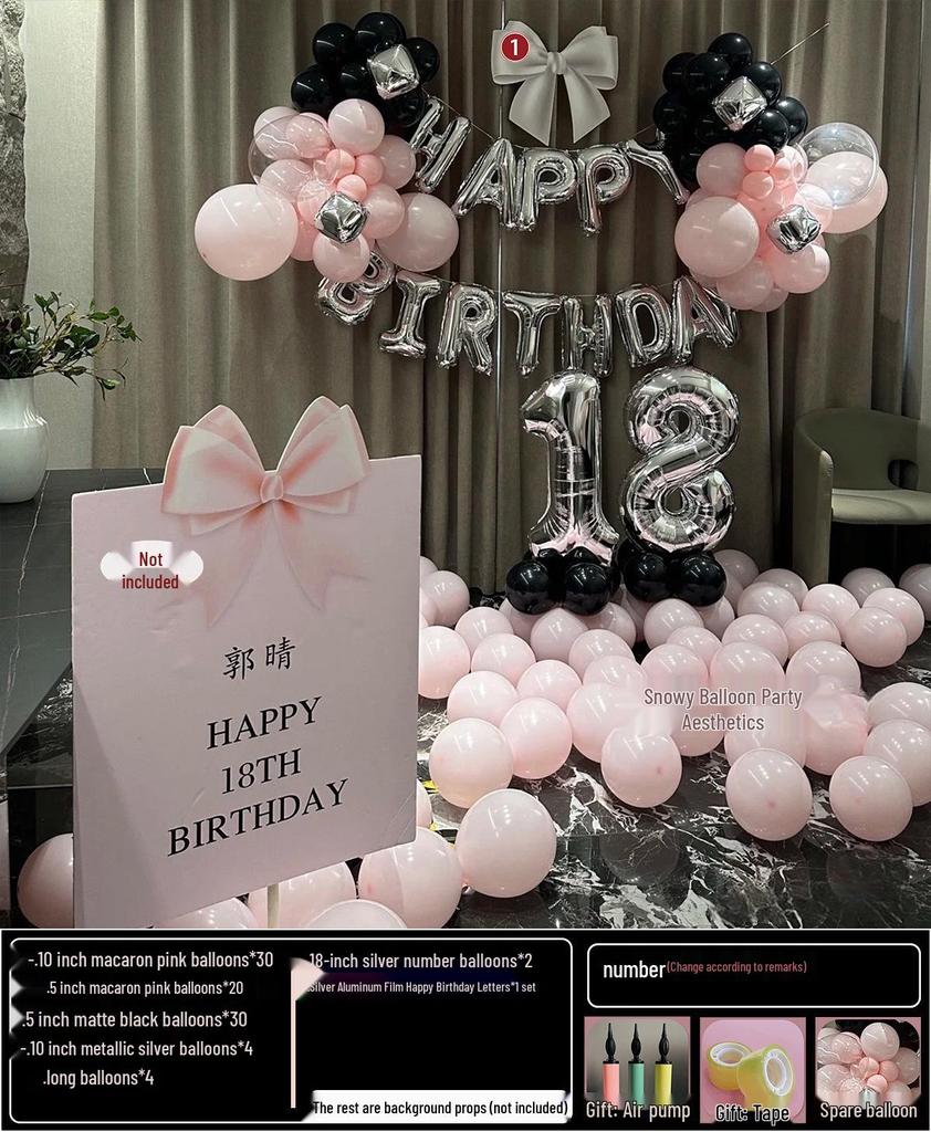 18th Birthday Party Decoration Set: Balloon Background Wall for Boys or Girls