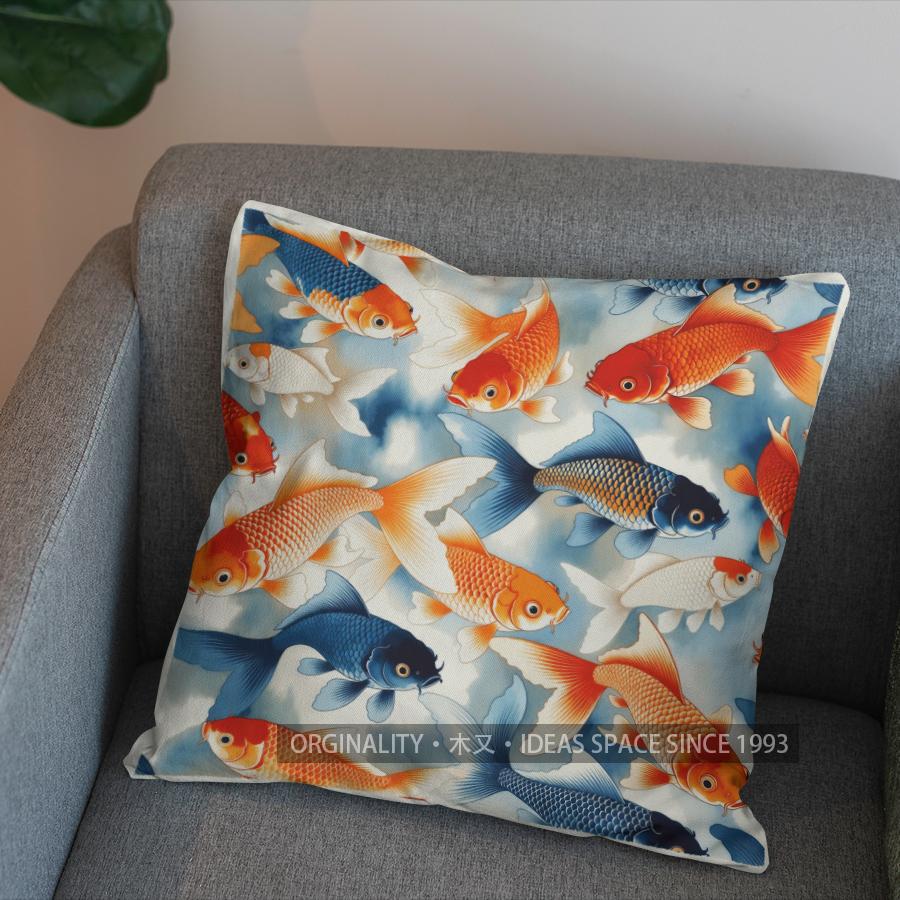 2D Buntes Goldfischmuster Kissen Für Heimdekoration Muster Kissenbezug Geeignet Für Sofa Schlafzimmer Auto Kissenbezug