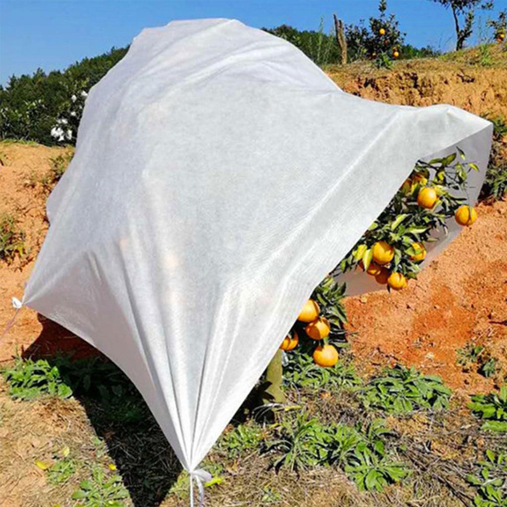 Winter Plant Cold Protection Cover Non-woven Fabric Plant Tree Shrub Cover with Drawstring Yard Garden Frost Prevention Cover