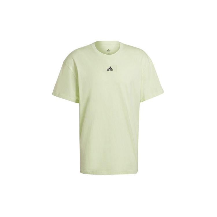 adidas T Shirts Men's Light Green Crew Neck Moderate Straight Fit HE4366