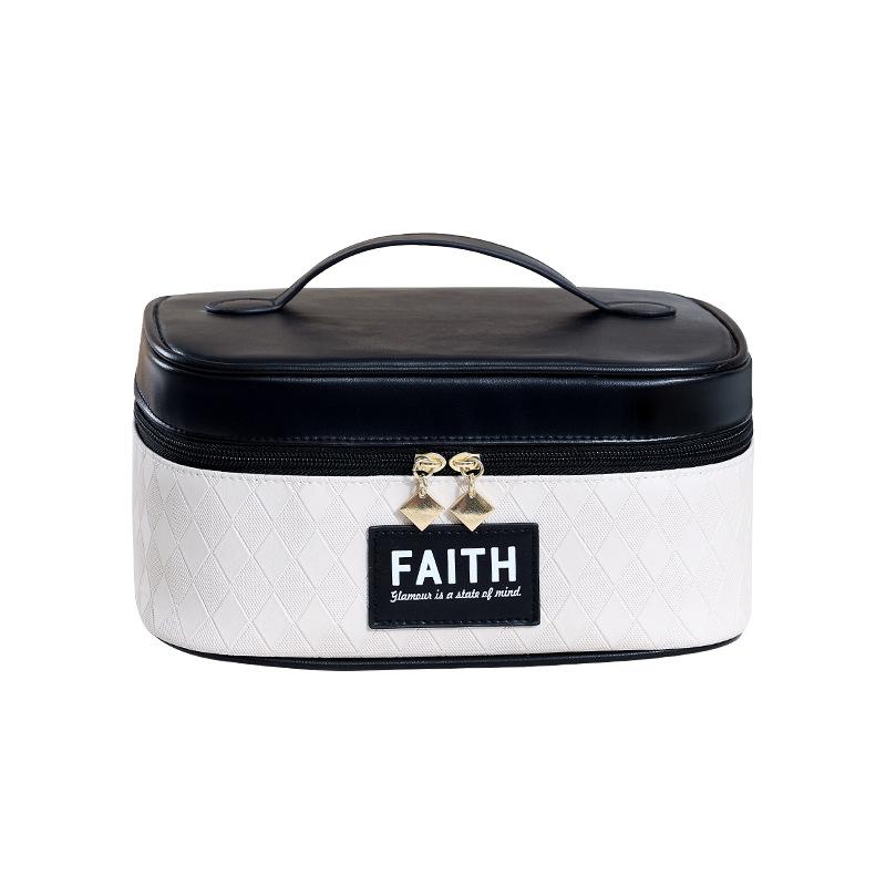 

Lattice Makeup Portable Bag Cosmetic Storage Bag Travel Wash Bag Large Capacity Black