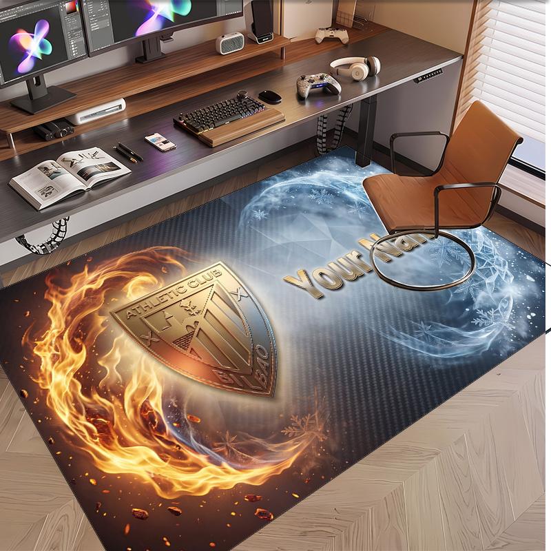 Personalized Crystal Velvet Carpet Athletic Bilbao FC Pattern Non Slip Floor Rug
