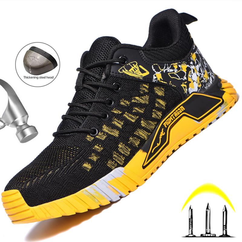 Steel Toe Work Shoes Safety Boots Anti-smashing Safety Shoes Men Footwear Construction Breathable Sneakers Work Boots Shoes Male