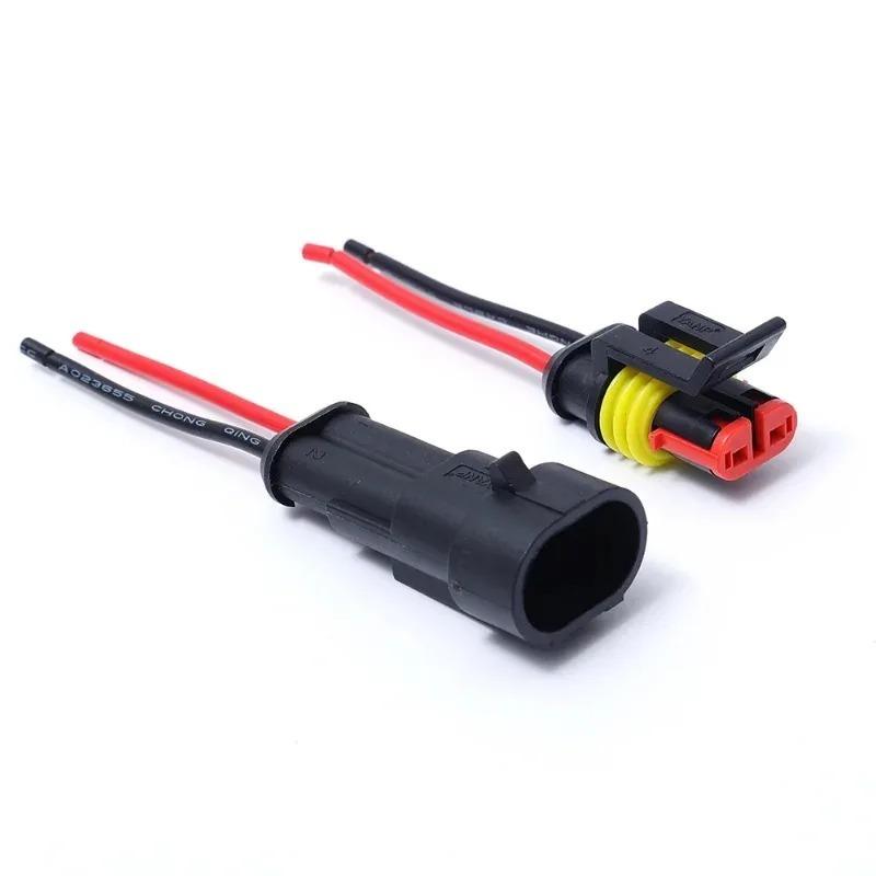 16 AWG Waterproof Automotive Male Female Electrical Connectors Plug 2-Pin Way with Wire for Car Motorcycle Scooter Marine