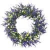 Simulated Lavender & Spring Grass Door Wreath - Home & Window Decoration with Faux Flowers