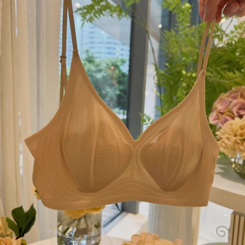 Women Wirefree Ultra Thin Ice Silk Bralette Seamless Triangle Cup Bra
