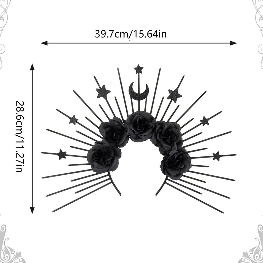 Elegant Gothic Crown Headband Moon Star Baroque Tiaras Hairband Sungodness Hairhoop Women Cosplay Costume Accessories