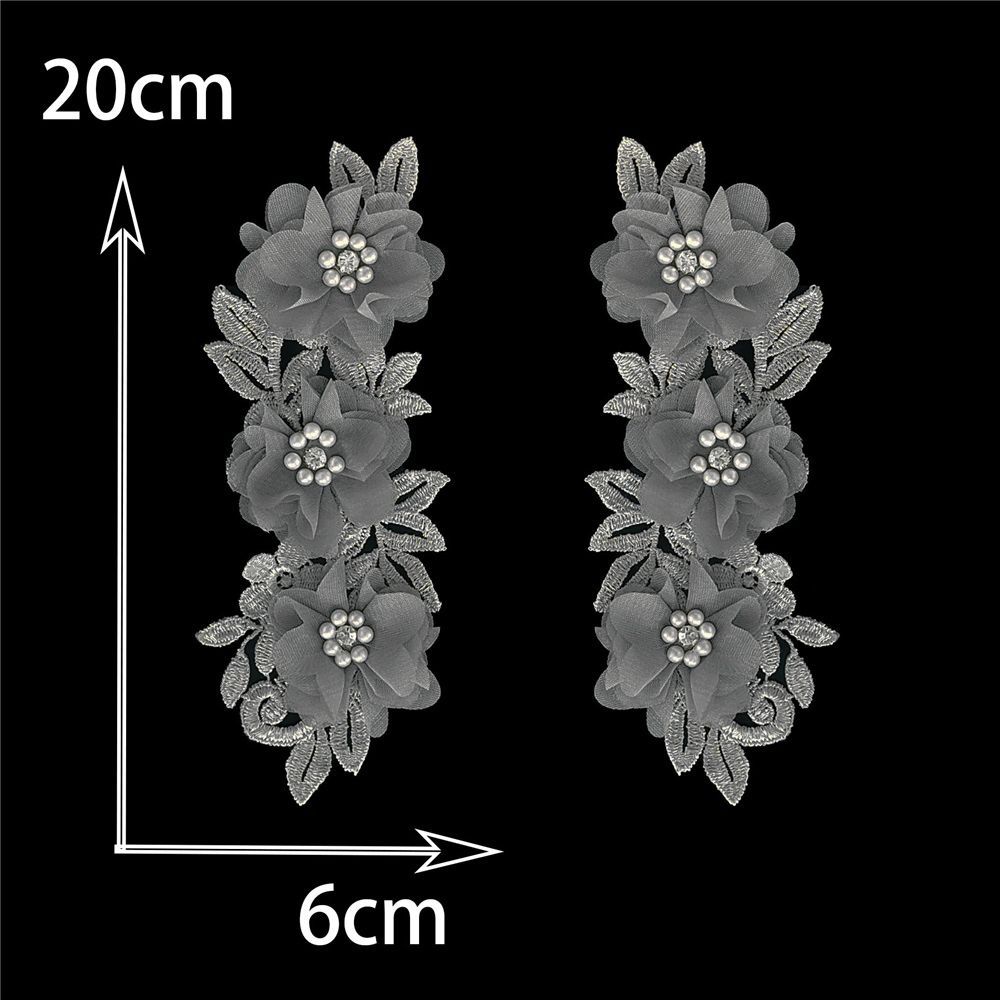 

Gray I Polyester Embroidery Three-Dimensional Bead Drill Sewing Pair Lace Diy Decorative Clothing Accessories Decal Accessories Style 2512 (1 pair)