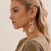 Imitation pearl pleated round geometric fringed silver needle earrings personalized fashion sense earrings