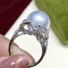 Gorgeous Aesthetic Simulated Pearl Ring Women Luxury Graceful Finger Jewelry for Wedding Party Shiny Zirconia Accessories
