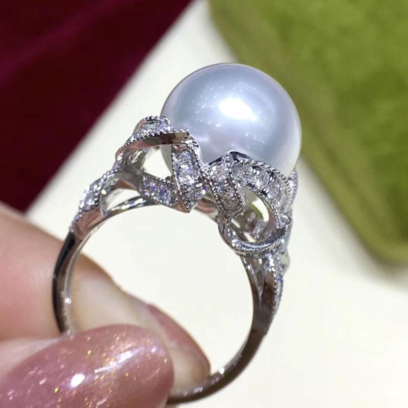 Gorgeous Aesthetic Simulated Pearl Ring Women Luxury Graceful Finger Jewelry for Wedding Party Shiny Zirconia Accessories
