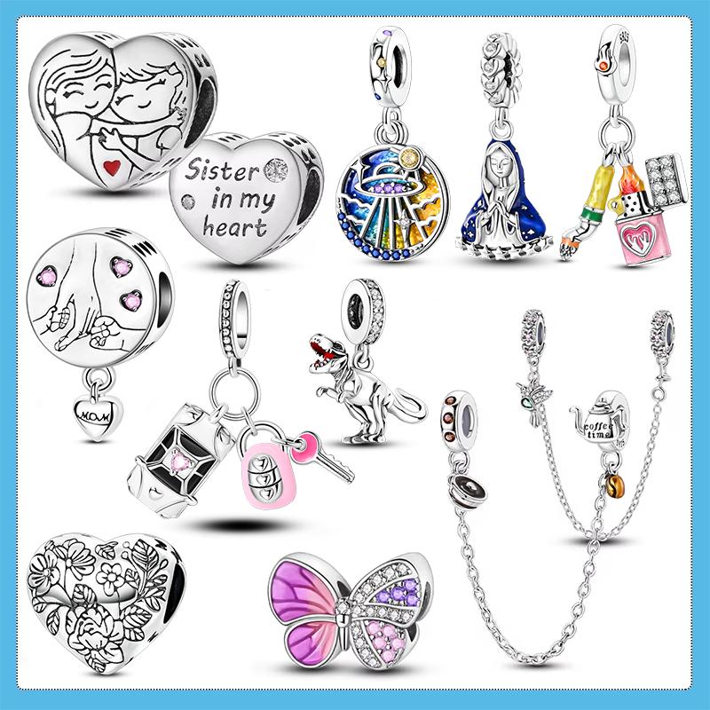 Copper Charms Moon Heart Cat Sunflower Pendants Beads Fit Original Bracelet Charm Diy Jewelry Gift For Woman