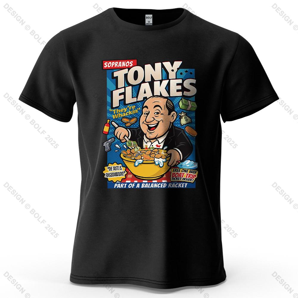 Футболка мужская с принтом Sopranos TONY FLAKES 100% хлопок оверсайз юмористические яркие графические футболки для женщин топы футболки уличная одежда