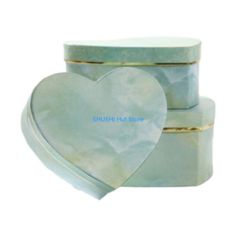 

3 Pcs Heart Shaped Gift Box Marble Candy Packing for Case Container Jewelry Necklace Rings Decorative Storage for D57B