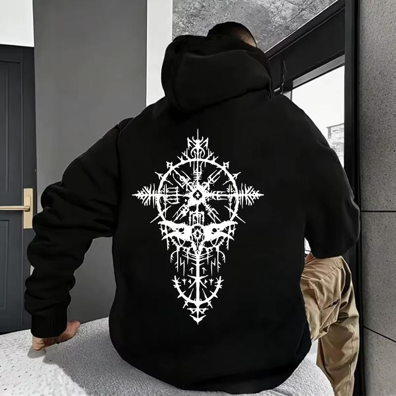 Viking Graphic Printed  Hoodie Promo Men's Autumn and Winter Casual Fashion Long-sleeved Sweatshirt Daily Street Clothing