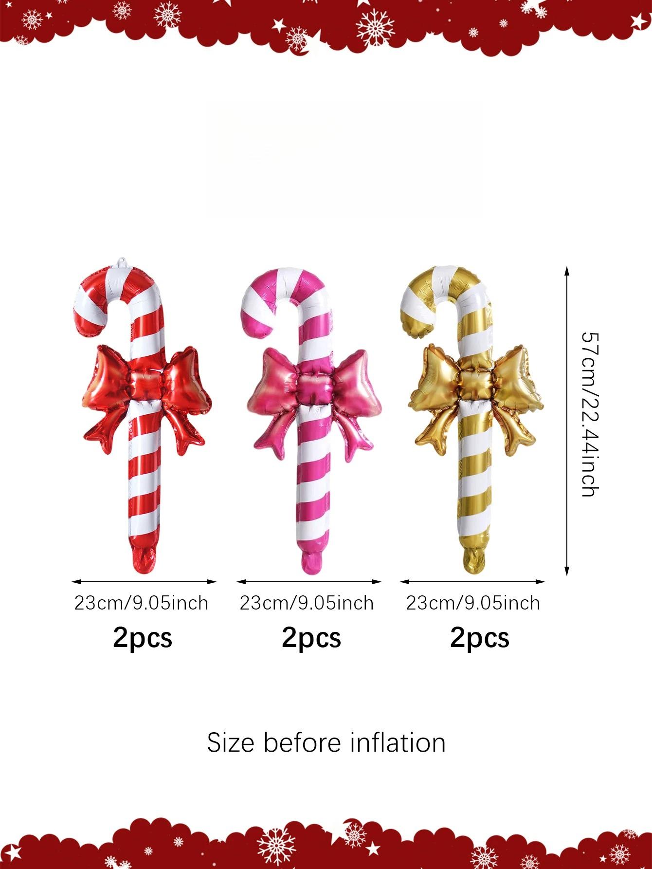 

12/24pcs Candy Cane Aluminum Foil Balloons, Suitable for Christmas Decoration, Candy Party, New Year Decor,holiday Decoration 12pcs&Other