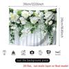 2D White Hydrangea & Green Leaves Backdrop Curtain Style Floral Background for Photoshoot
