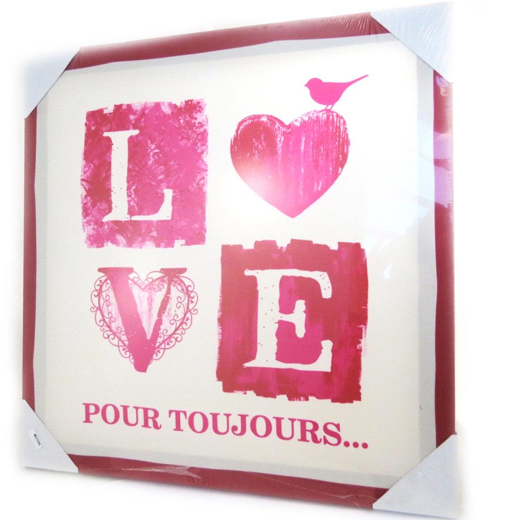 Les Trésors De Lily [M2198] - 'Love' Ecru Red Canvas (40x40 Cm)