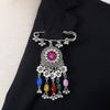 Bohemian Rhinestone Flower Tassel Brooch for Women - Exotic Style Suit Coat Pin