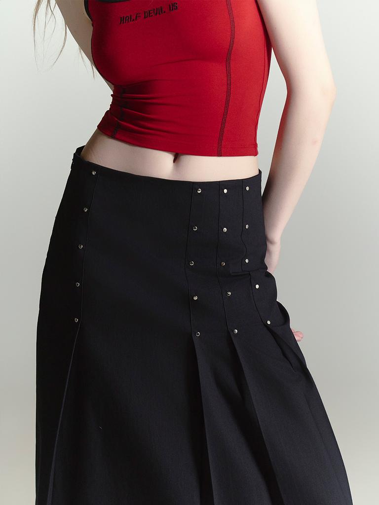 Half Devils Hybrid Multi-Pleated Skirt_Black