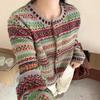 2025 Spring Fair Isle Wool Cardigan with Color Block Geometric Pattern