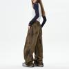 OREETA Tie-Dye Gradient Curved Leg Cargo Pants: Casual Wide Leg Streetwear In Pure Cotton