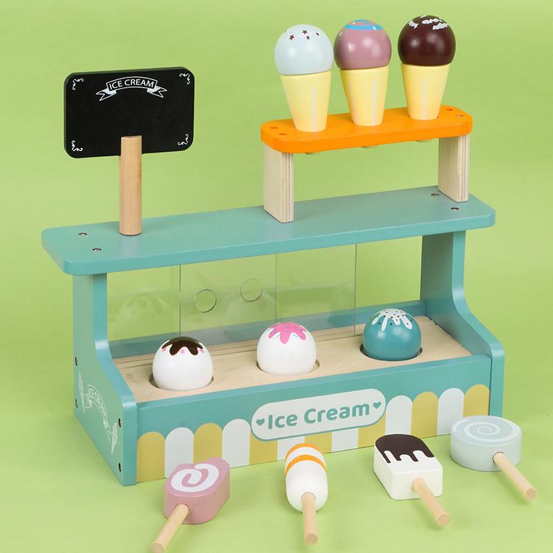 Wooden Ice Cream Store Role Play Toy Set For Early Childhood Gifts Learning