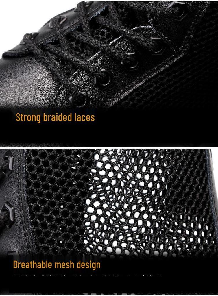 Men's Large Size Mesh Leather High-Top Casual Outdoor Work Boots (38-52)