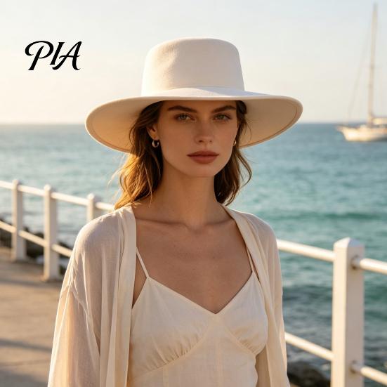 Elegant Winter Headwear Flat Top Fedora Hat, Wool Blend Derby Cap, Retro Jazz Style Dress Accessory Wide Brim Felt Hat for Women, Events & Daily Wear