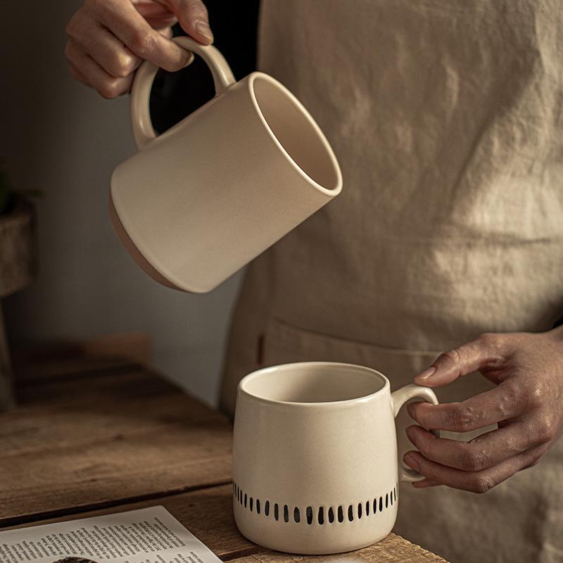 Hochwertige Tasse Universell Japanisch Retro Frühstückstasse Kaffee Wasser Tasse Hochwertige Keramik Tasse mit großem Fassungsvermögen