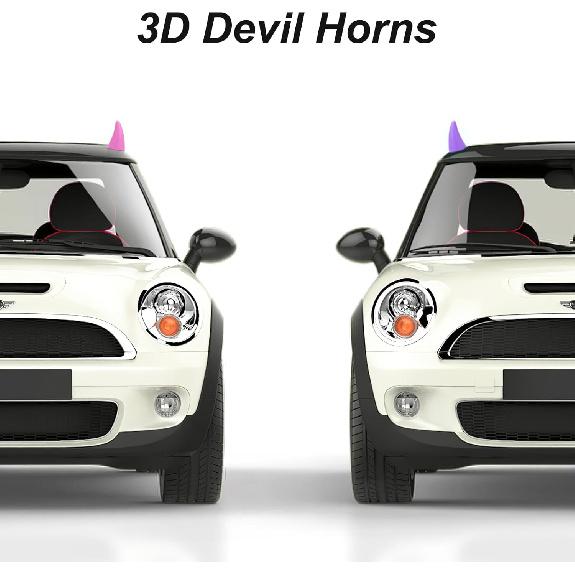 YGMONER Car 3D Devil Horns Sticker (Easy To Find Car In The Parking Lot) Halloween Car Roof Decor Elasticity Foam Bull Horns (Fashion Purple)
