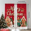 2pcs 2D Flat Printing Merry Christmas Window Curtains Red Santa Claus 100% Polyester Without Electricity Party Decorations for