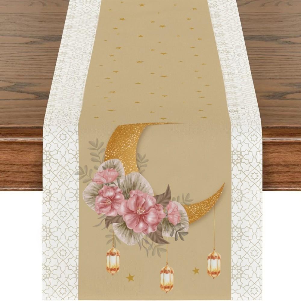 Vintage Ramadan Table Runner Washable Ramadan Decorations  Muslim Party Supplies