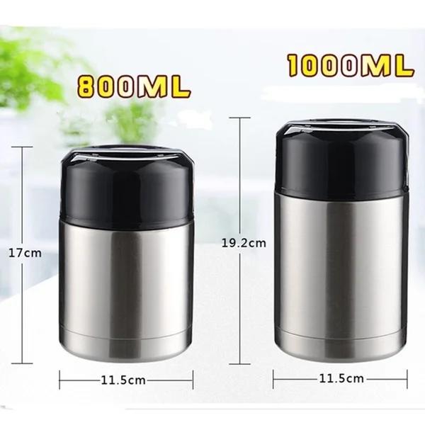 1Pc Large Capacity 800ML/1000ML Thermos Lunch Box Portable Stainless Steel Food Soup Containers Vacuum Flasks Thermocup