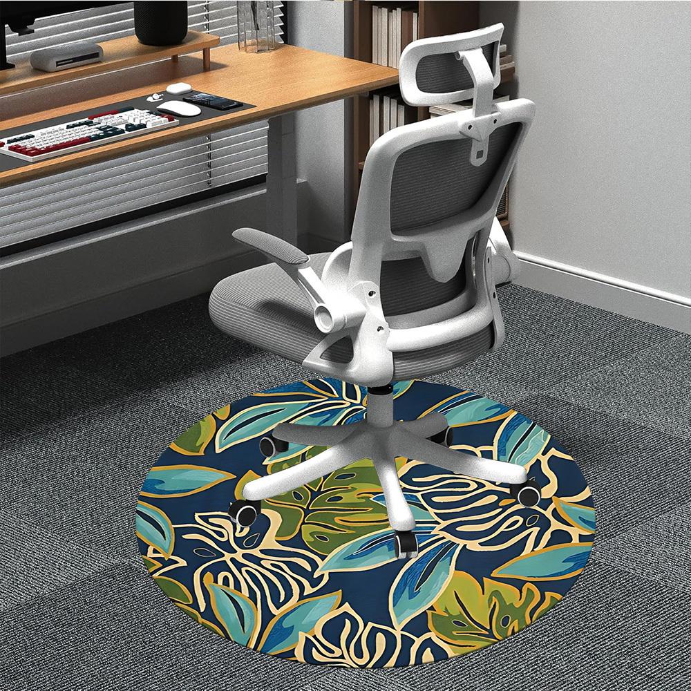 

1PC Tropical Leaves Chair Carpet for Office, Indoor Non-Slip Washable Carpet, Soft Comfortable Mat For Office Room yy250930202 80cm by 80cm