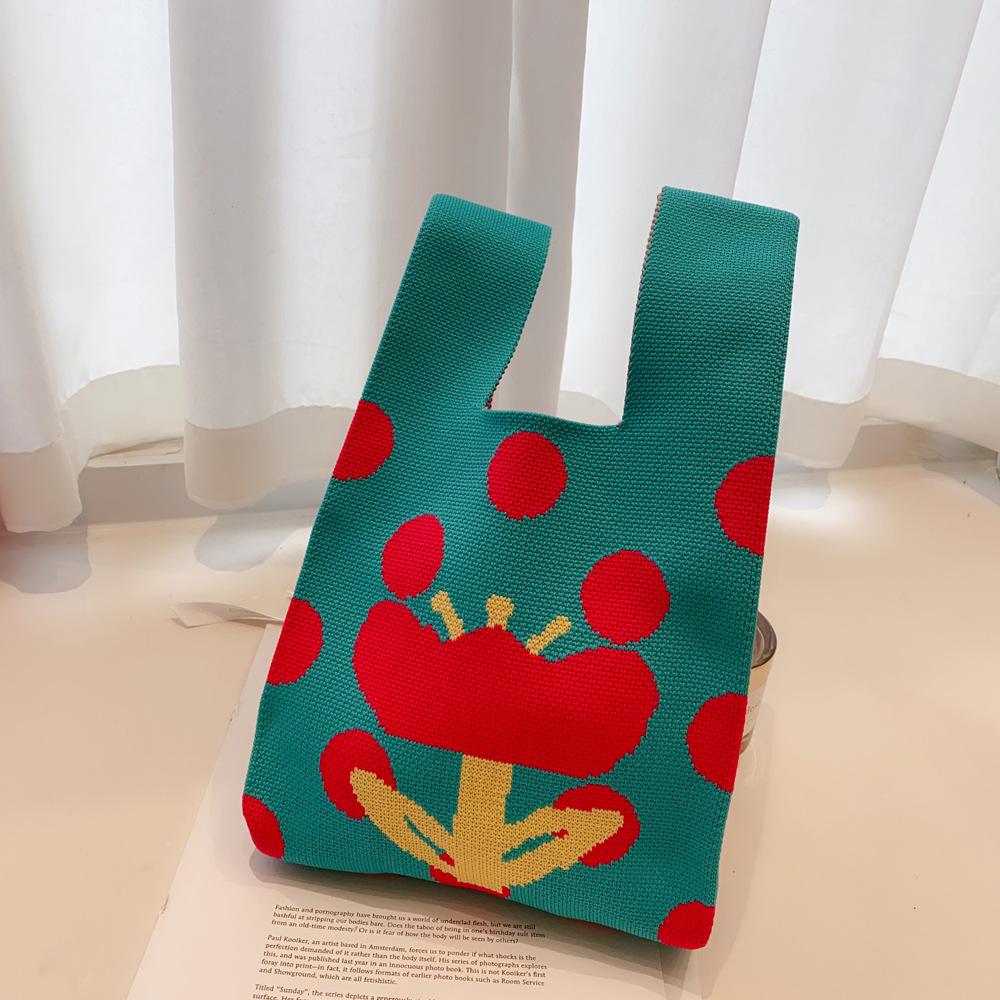 Large Capacity Knitted Bag Women'S Knitted Handbag Tote Bag Portable Storage For Outdoor Use Soft Woven Versatile And Cute Bag