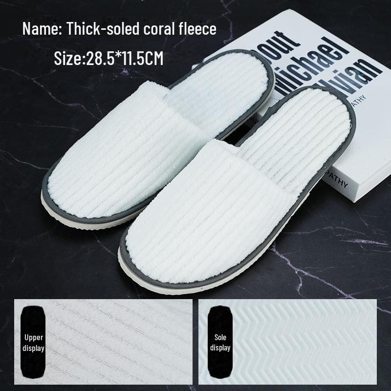 Verdickte Korallenfleece Rutschfeste Einweg-Hausschuhe für Hotels, Pensionen und Reisen